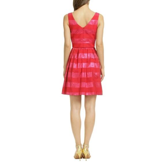 Trina Turk Candy Wrapper Dress Women's 6 Pink Metallic Stripe Festive Season - Picture 12 of 13